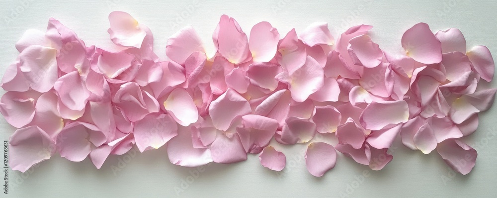 Soft pink rose petals on a clean white surface, romantic and elegant. Soft pink rose petals on a clean white surface, romantic and elegant.