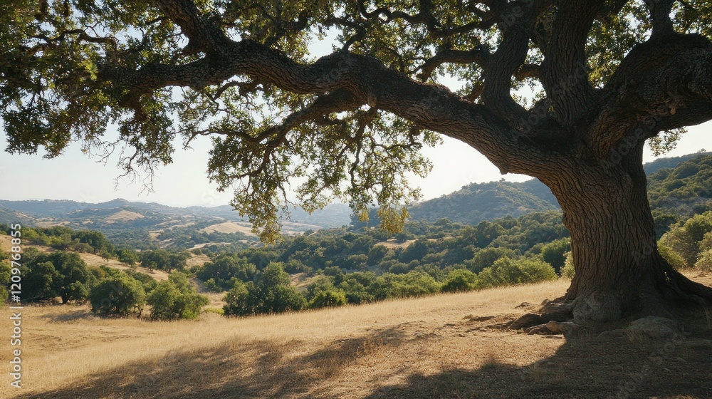 Expansive View from Beneath a Majestic Oak Tree Expansive View from Beneath a Majestic Oak Tree