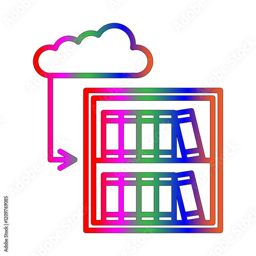 Cloud library line gradient icon