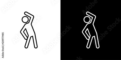 Fitness exercise icons vector collection in black and blue colors on white background