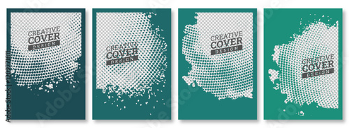 Set of various green themed Grunge Brochure cover template design