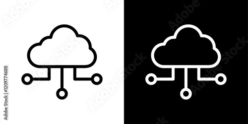 Network cloud icons vector collection in black and blue colors on white background