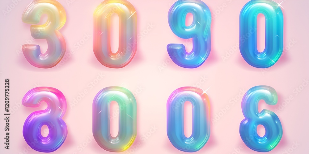 Iridescent Holographic Numbers Iridescent Holographic Numbers
