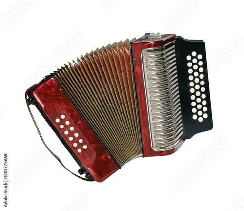 Accordion isolated on transparent layered background.