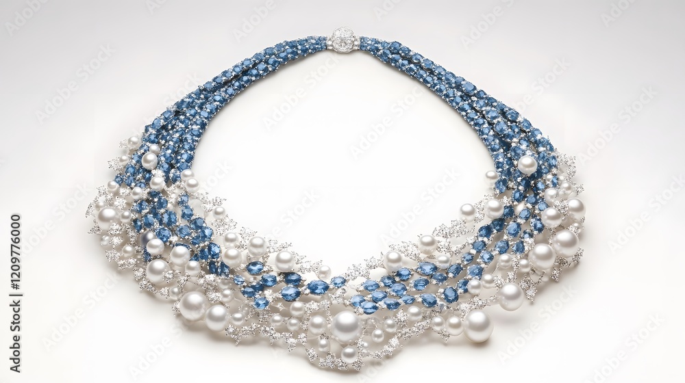 Obraz premium Elegant Blue and White Beaded Necklace with Intricate Design
