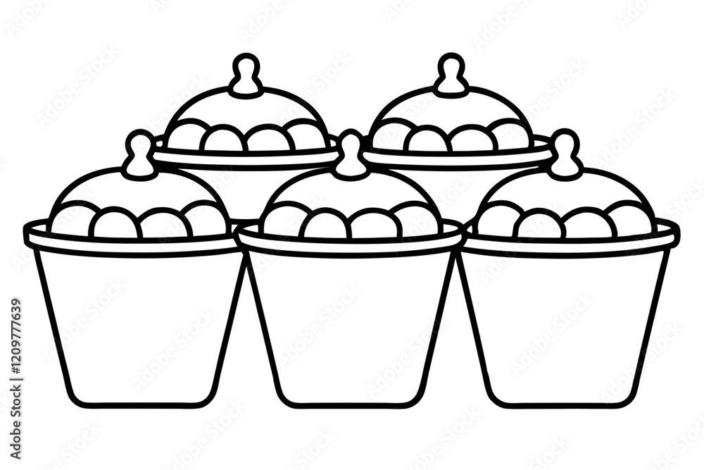 Pudding Cup Icon Set - Clean Vector Style