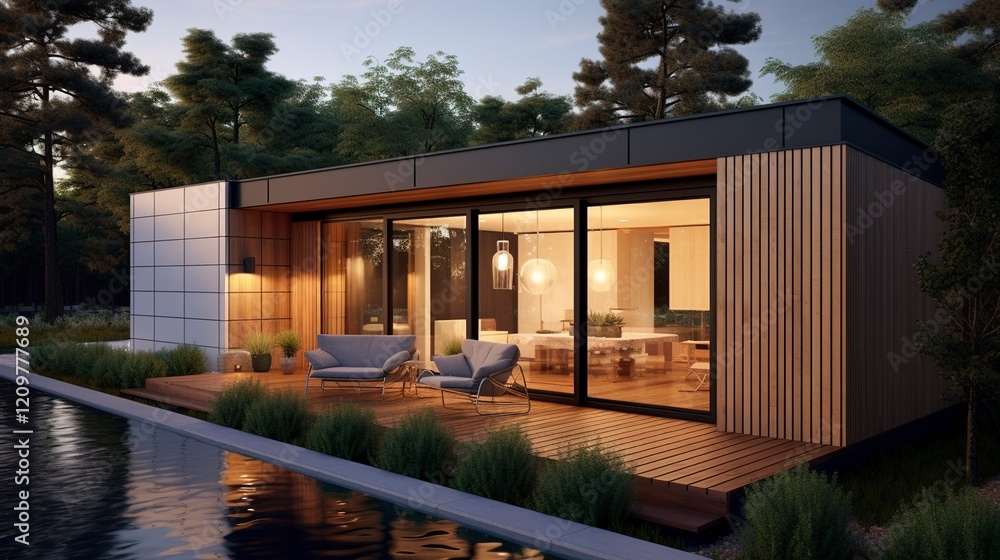 Fototapeta premium A photo of a Prefabricated Home Creating a Sense