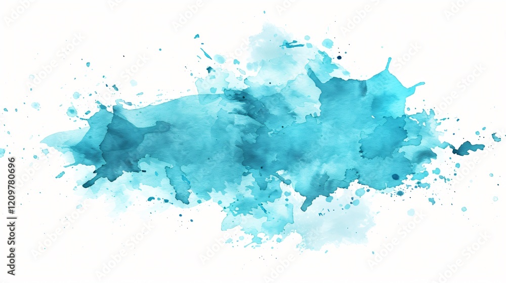 Obraz premium Blue Turquoise Abstract Watercolor Background Splash Stain for Design Projects