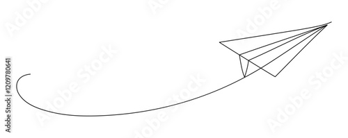 Paper plane fly. Continuous line drawing.