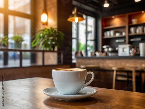 Wallpaper Mural A coffee on the white cup in coffee shop cafe on the blur background image Torontodigital.ca