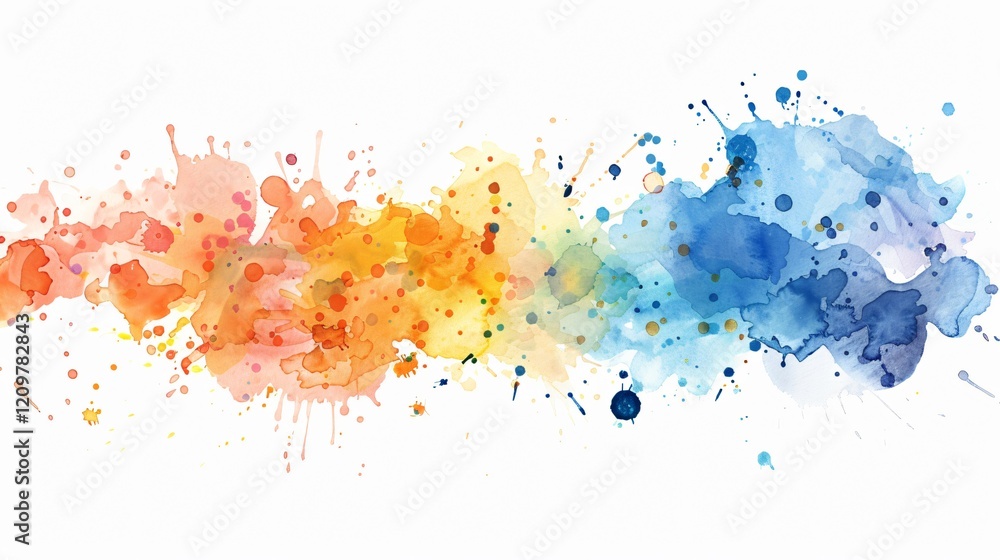 Obraz premium Vibrant Watercolor Splash Stains Abstract Background Illustration