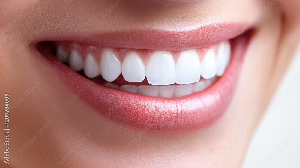 Close-Up of a Perfect White Smile with Healthy Teeth and Gums Close-Up of a Perfect White Smile with Healthy Teeth and Gums