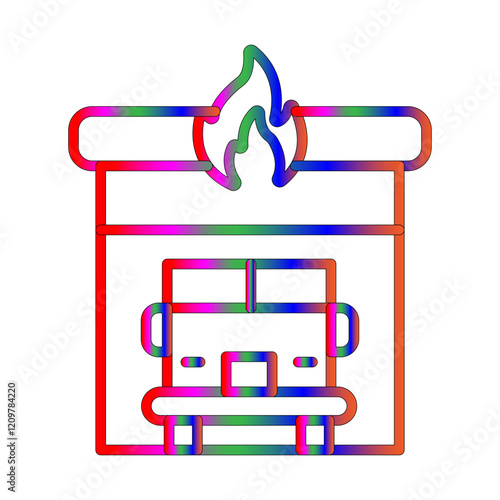 Fire station line gradient icon