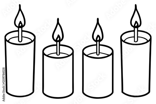 Simple Candle Line Art Elements set