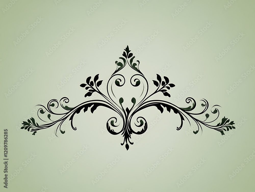 Elegant Black Floral Design on Pale Green Background Elegant Black Floral Design on Pale Green Background