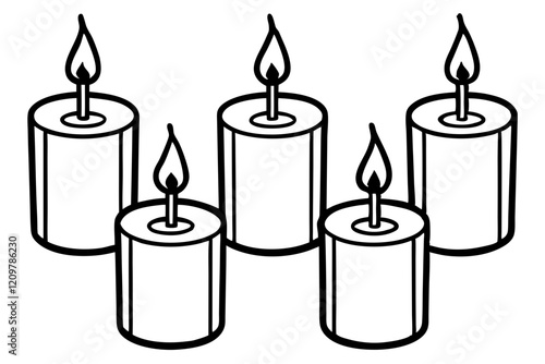 Simple Candle Line Art Elements set