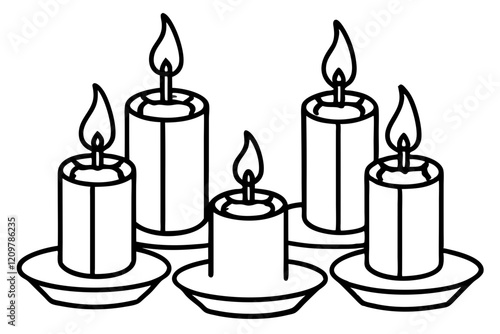 Simple Candle Line Art Elements set