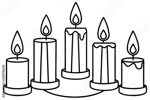 Simple Candle Line Art Elements set