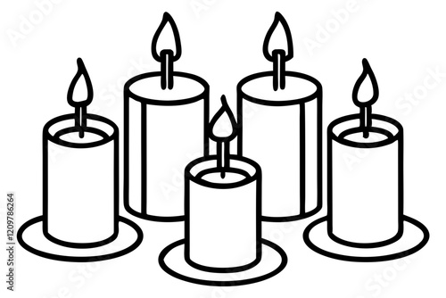 Simple Candle Line Art Elements set