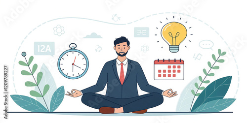 A Businessman Meditating for Time Management and Stress Relief