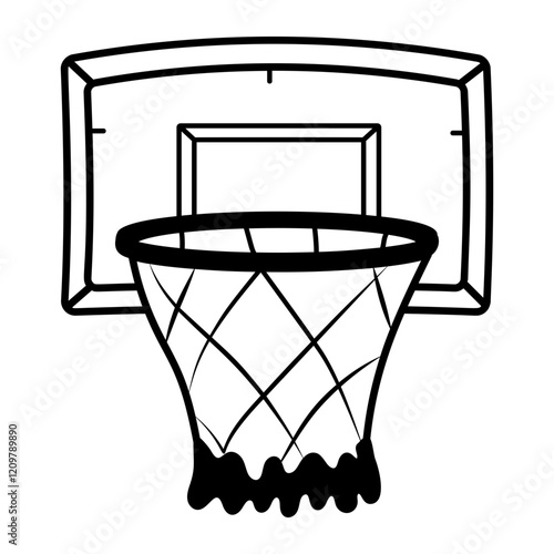 Basketball hoop icon in hand drawn style