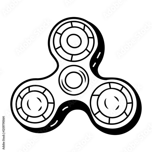 Doodle style icon depicting fidget spinner