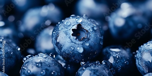 Blueberries Dew Drops Macro...
