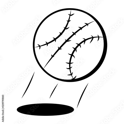 Hand drawn icon depicting bouncing baseball