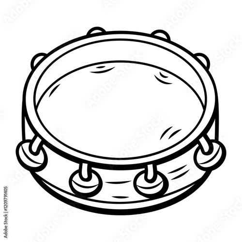 A hand drawn icon of a tambourine