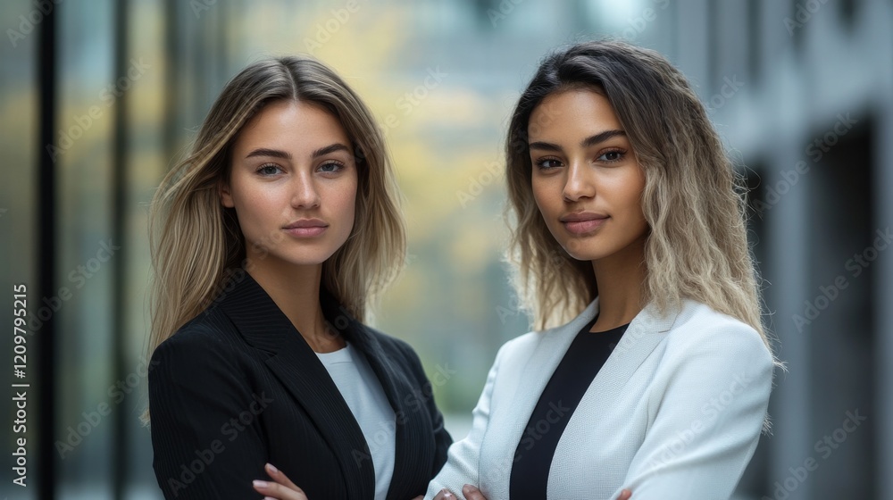 portrait of a 2 confident businesswomen --ar 16:9 --style raw portrait of a 2 confident businesswomen --ar 16:9 --style raw