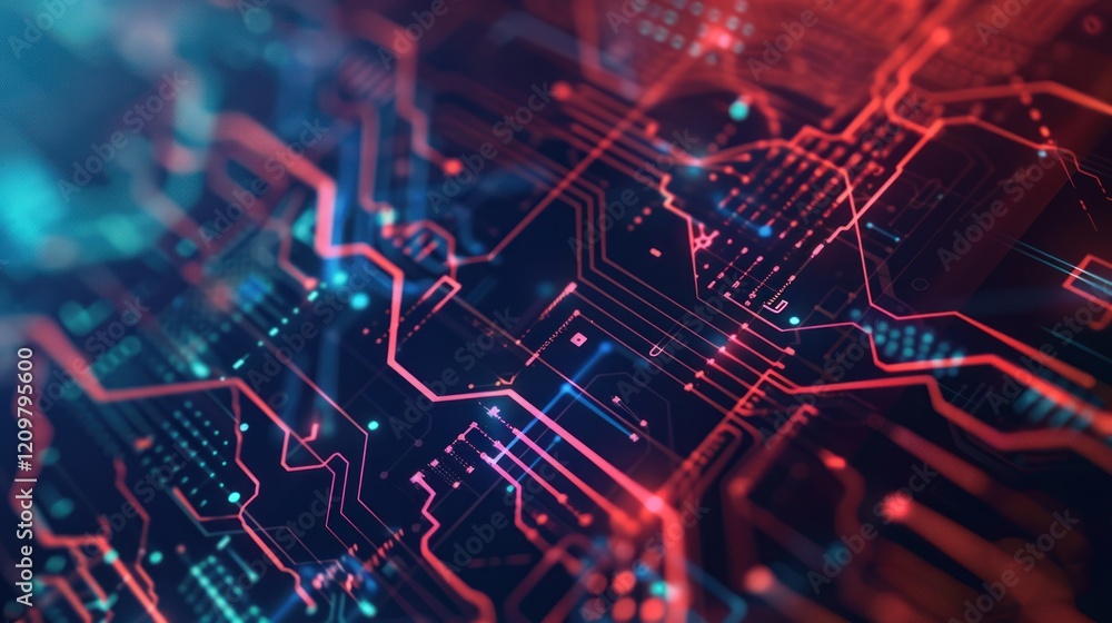 Abstract digital circuit board glowing, tech background, futuristic data flow, website banner Abstract digital circuit board glowing, tech background, futuristic data flow, website banner