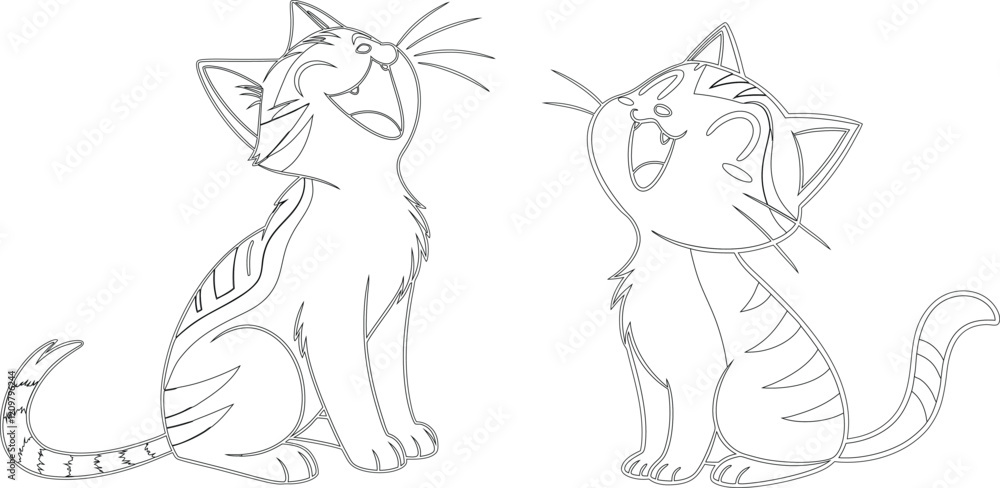 Cat lover carature bundle line art and illustrator eps Cat lover carature bundle line art and illustrator eps