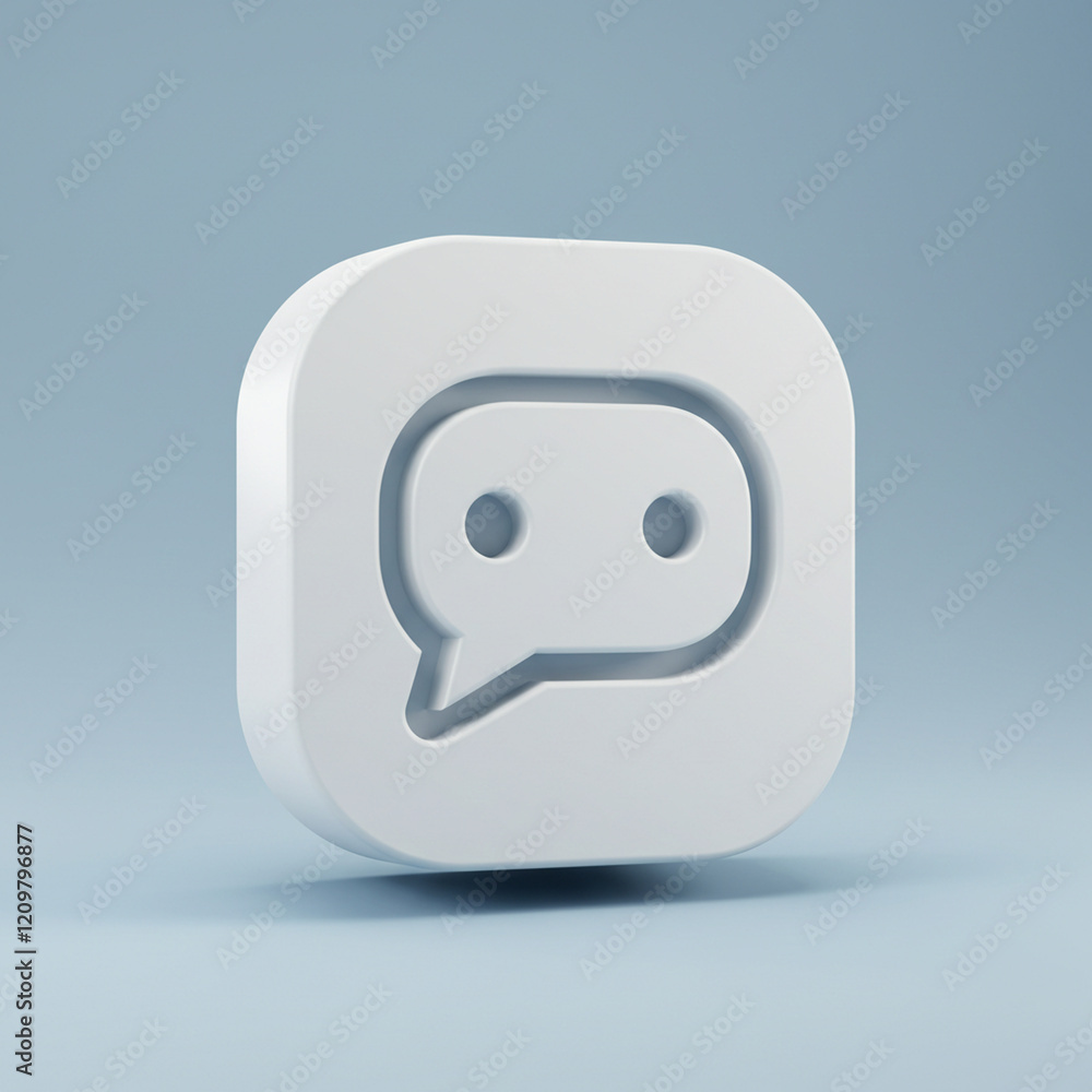 A 3D rendered speech bubble icon with three dots, suggesting conversation or messaging A 3D rendered speech bubble icon with three dots, suggesting conversation or messaging