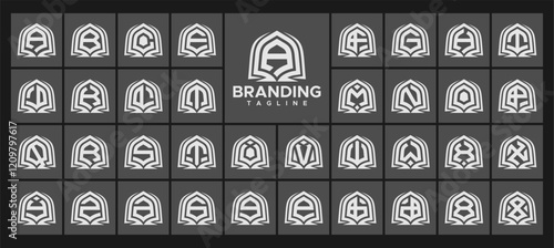 Geometric line dome monogram letter A-Z logo set