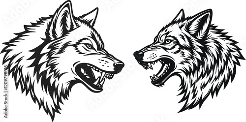 Wolf lover character bundle line art and illustrator eps photo