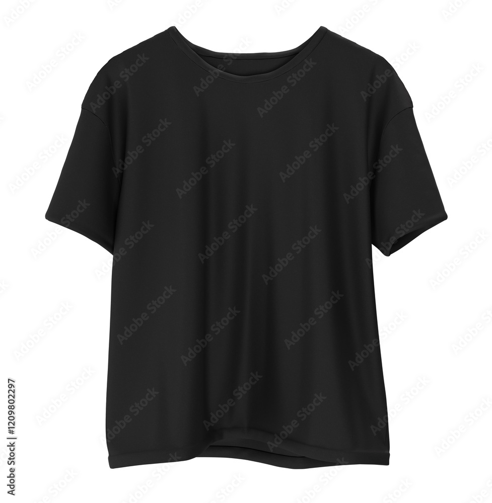 Blank black t-shirt mockup, front and back view. Empty textile casual apparel with sleeve mock up, isolated. Clear cotton crew neck tee design model presentation for print. 3D Illustration Blank black t-shirt mockup, front and back view. Empty textile casual apparel with sleeve mock up, isolated. Clear cotton crew neck tee design model presentation for print. 3D Illustration
