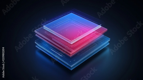 Fototapeta Naklejka Na Ścianę i Meble -  Layered Digital Abstract: A Futuristic Tech Stack