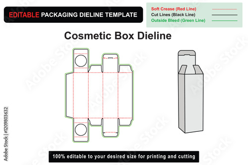 Customizable Cosmetic Box Dieline Template for Easy Printing, Die Cut Box, Dieline Template, printable dieline, packaging template, box dieline, packaging design, custom packaging, Product Design 