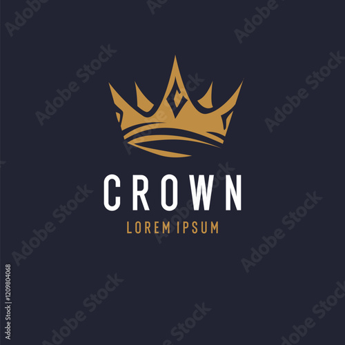 The image of the crown. Isolated vector emblem. Illustration in simple flat style.