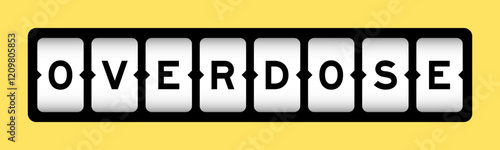 Black color in word overdose on slot banner with yellow color background