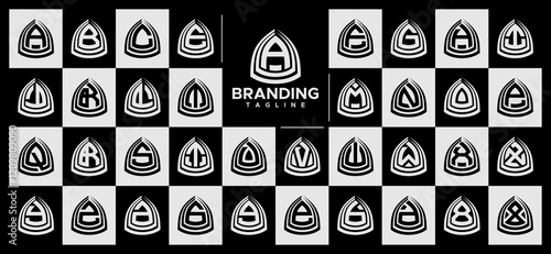 Line arch dome monogram letter A-Z logo set