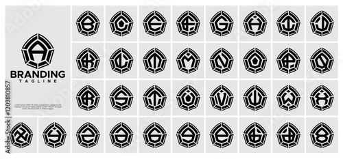 Geometric arch dome initial A-Z letter logo bundle