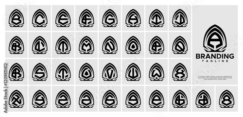 Ornate abstract dome initial letter A-Z logo set