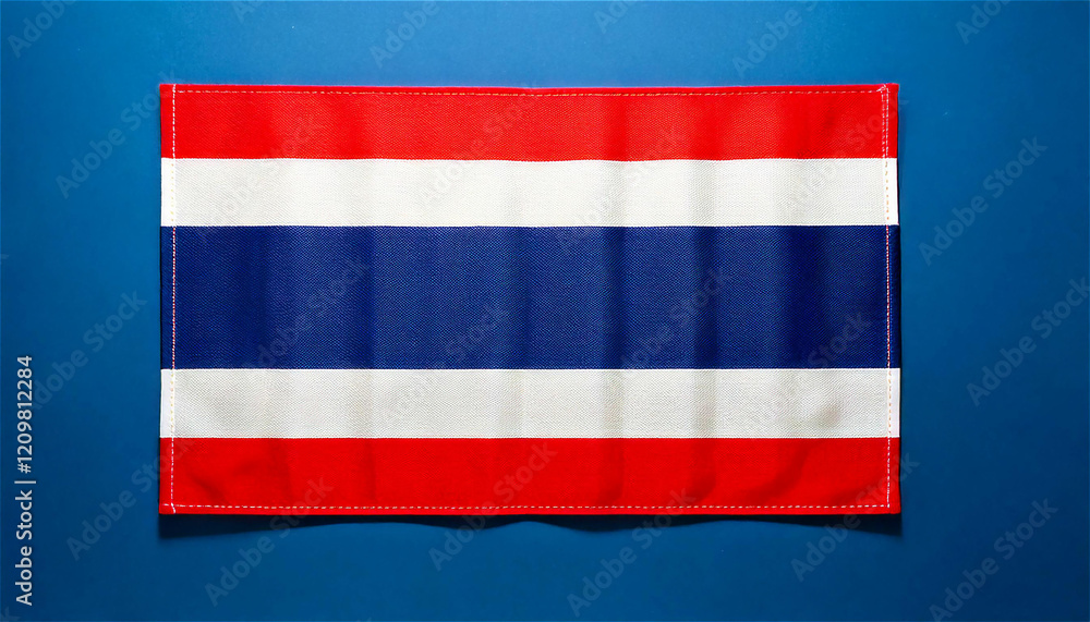 Naklejka premium タイ国旗の滑らかな布地のディテール。ミニマルな構図が印象的。generative ai。