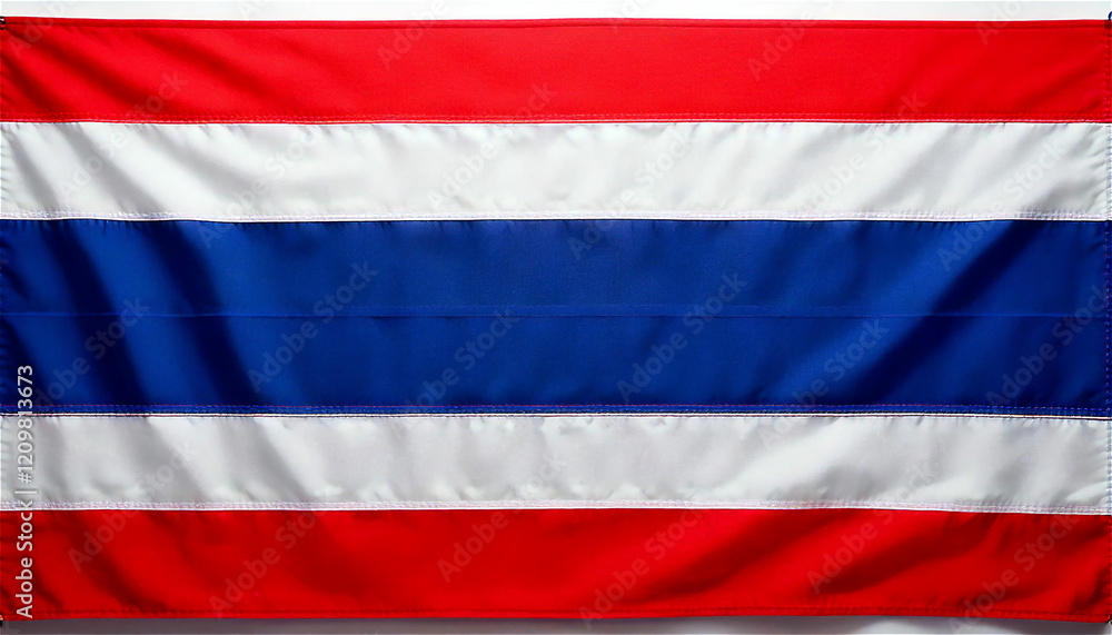Naklejka premium 波打つタイ国旗。鮮やかな赤、白、青のストライプが目立つデザイン。Generative AI。
