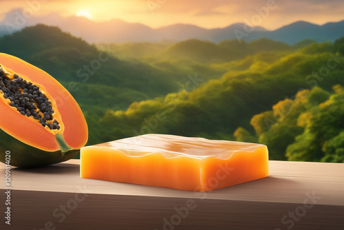 Photo natural Papaya soap with packaging