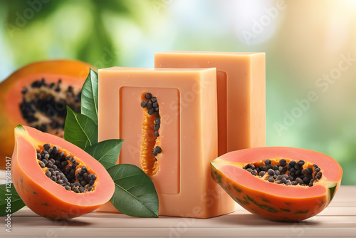 Photo natural Papaya soap with packaging