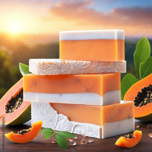 Photo natural Papaya soap with packaging