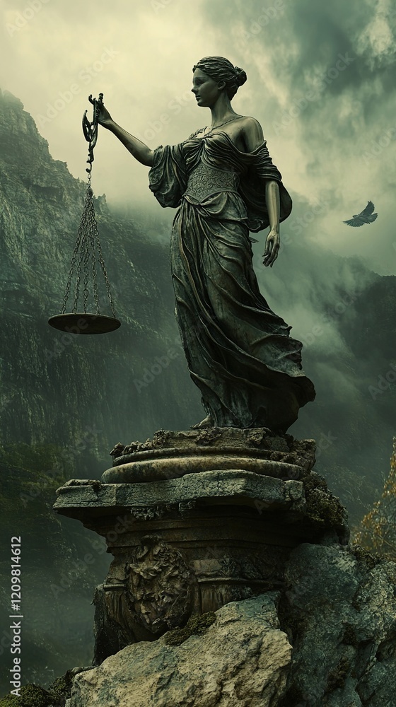Statue of Justice: A Dark Fantasy Landscape Statue of Justice: A Dark Fantasy Landscape