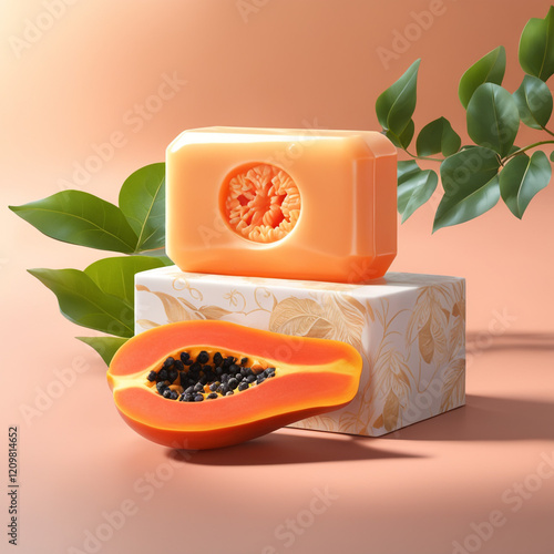 Photo natural Papaya soap with packaging